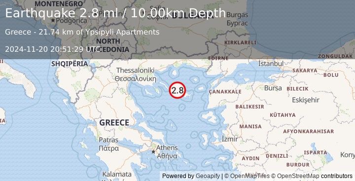 Earthquake AEGEAN SEA (2.8 ml) (2024-11-20 20:51:29 UTC)