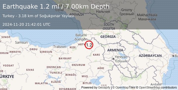 Earthquake EASTERN TURKEY (1.2 ml) (2024-11-20 21:42:01 UTC)