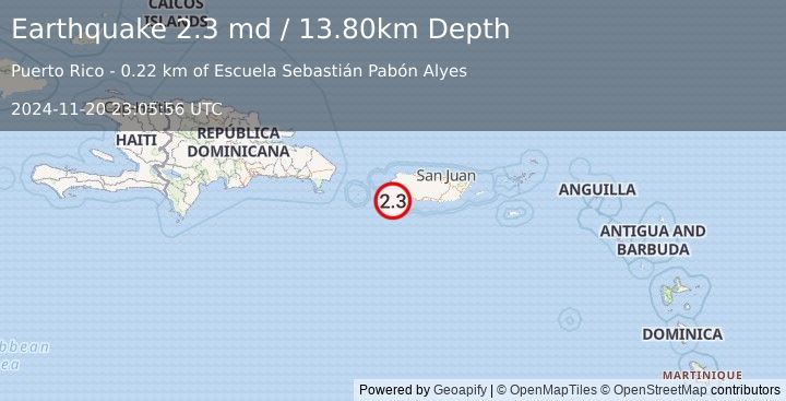 Earthquake PUERTO RICO (2.3 md) (2024-11-20 23:05:56 UTC)