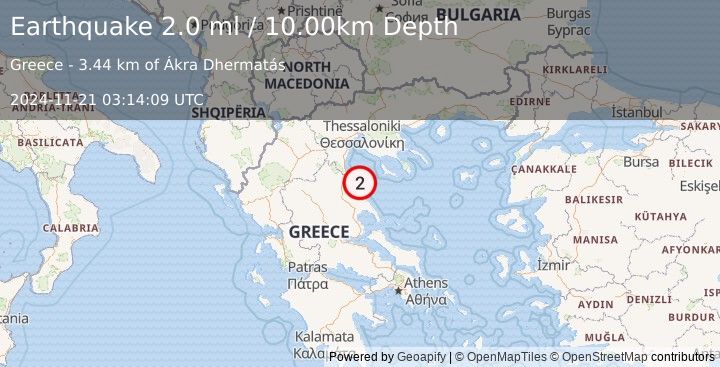 Earthquake GREECE (2.0 ml) (2024-11-21 03:14:09 UTC)