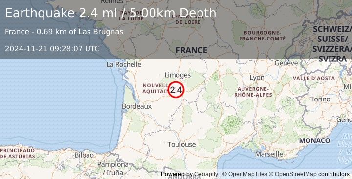 Earthquake FRANCE (2.4 ml) (2024-11-21 09:28:07 UTC)