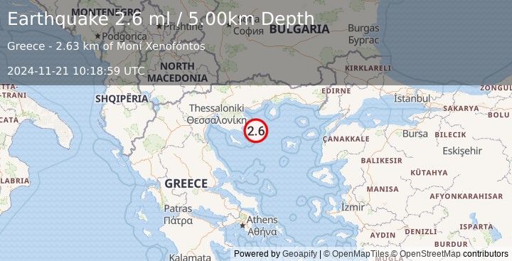 Earthquake AEGEAN SEA (2.6 ml) (2024-11-21 10:18:59 UTC)