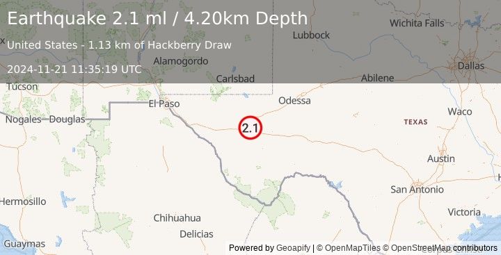 Earthquake WESTERN TEXAS (2.1 ml) (2024-11-21 11:35:19 UTC)