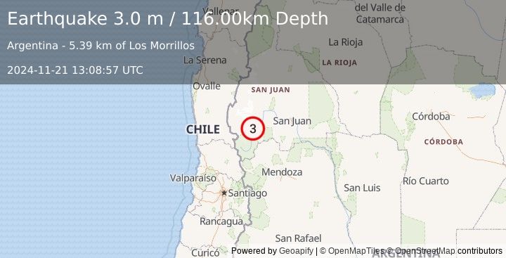 Earthquake SAN JUAN, ARGENTINA (3.0 m) (2024-11-21 13:08:57 UTC)