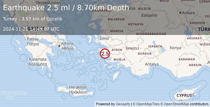 Earthquake WESTERN TURKEY (2.5 ml) (2024-11-21 14:49:07 UTC)