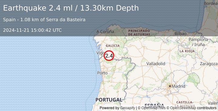 Earthquake SPAIN (2.4 ml) (2024-11-21 15:00:42 UTC)