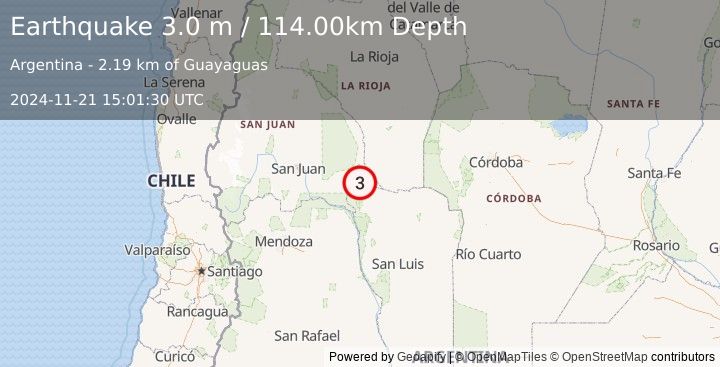 Earthquake SAN JUAN, ARGENTINA (3.0 m) (2024-11-21 15:01:30 UTC)