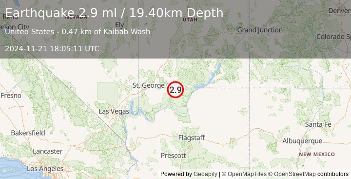 Earthquake ARIZONA (2.9 ml) (2024-11-21 18:05:11 UTC)