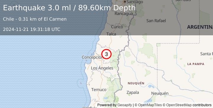 Earthquake BIO-BIO, CHILE (3.0 ml) (2024-11-21 19:31:18 UTC)