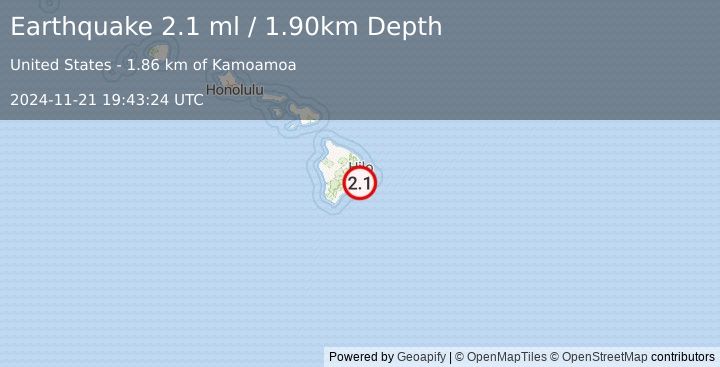 Earthquake ISLAND OF HAWAII, HAWAII (2.1 ml) (2024-11-21 19:43:24 UTC)