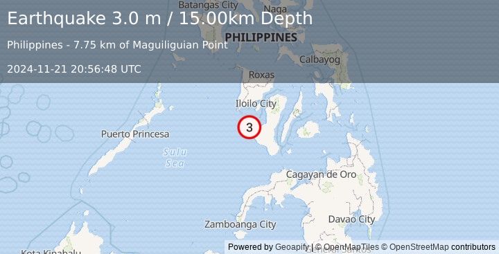 Earthquake NEGROS, PHILIPPINES (3.0 m) (2024-11-21 20:56:48 UTC)