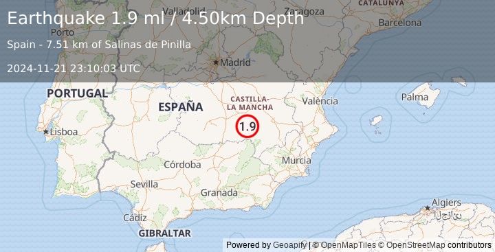 Earthquake SPAIN (1.9 ml) (2024-11-21 23:10:03 UTC)