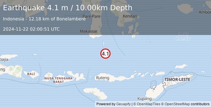 Earthquake FLORES SEA (4.1 m) (2024-11-22 02:00:51 UTC)