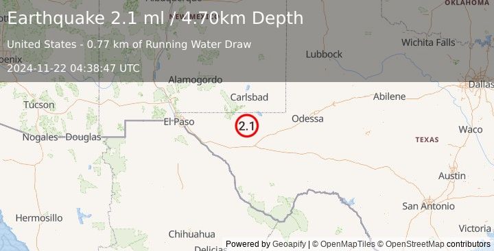 Earthquake WESTERN TEXAS (2.1 ml) (2024-11-22 04:38:47 UTC)