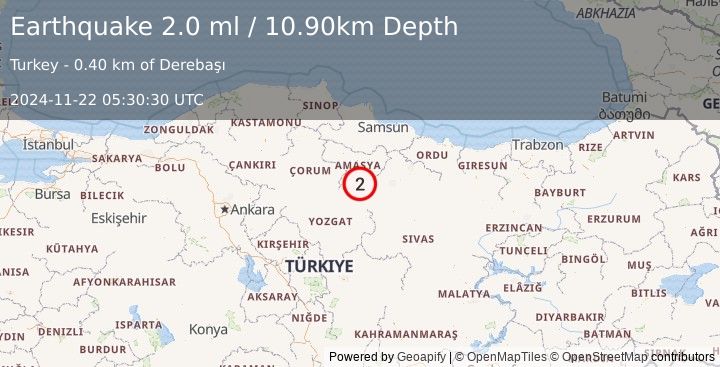 Earthquake CENTRAL TURKEY (2.0 ml) (2024-11-22 05:30:30 UTC)