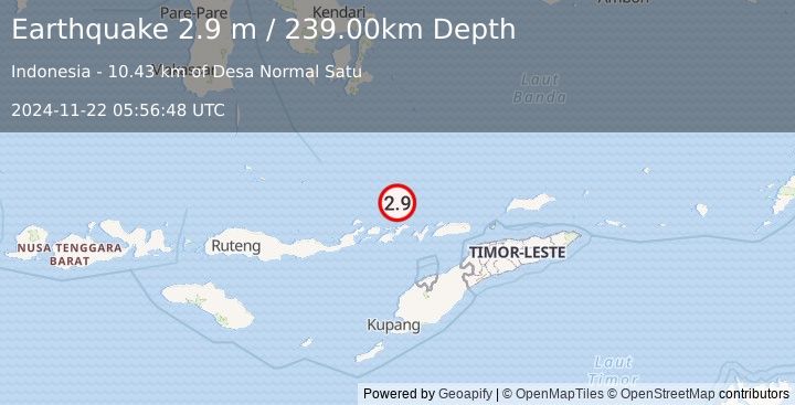 Earthquake BANDA SEA (2.9 m) (2024-11-22 05:56:48 UTC)