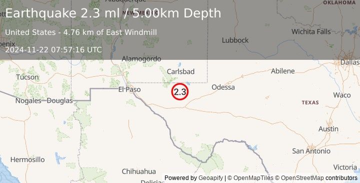 Earthquake WESTERN TEXAS (2.3 ml) (2024-11-22 07:57:16 UTC)