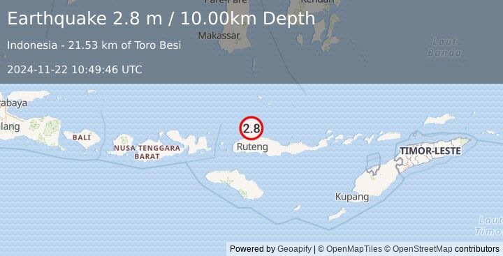 Earthquake FLORES REGION, INDONESIA (2.8 m) (2024-11-22 10:49:46 UTC)