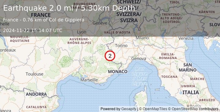 Earthquake FRANCE (2.0 ml) (2024-11-22 15:14:07 UTC)