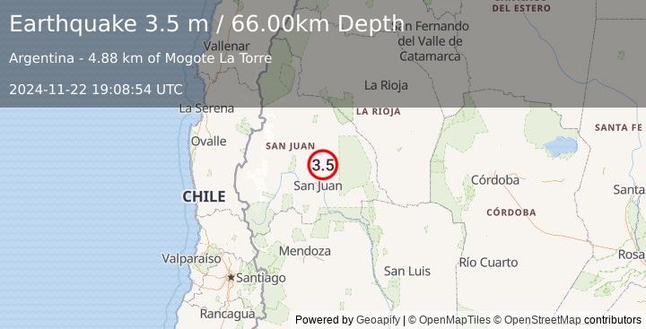 Earthquake SAN JUAN, ARGENTINA (3.5 m) (2024-11-22 19:08:54 UTC)