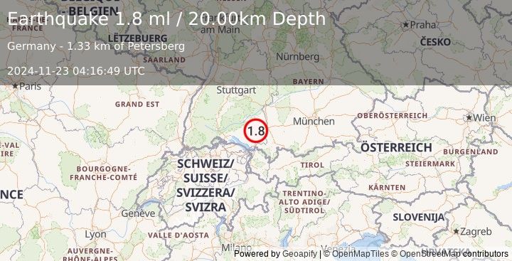 Earthquake GERMANY (1.8 ml) (2024-11-23 04:16:49 UTC)