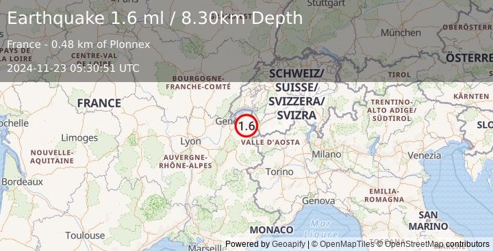 Earthquake FRANCE (1.6 ml) (2024-11-23 05:30:51 UTC)