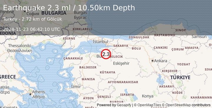 Earthquake WESTERN TURKEY (2.3 ml) (2024-11-23 06:42:10 UTC)