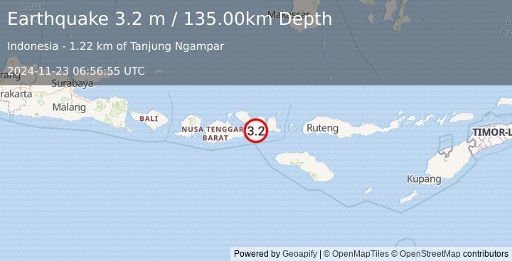 Earthquake SUMBAWA REGION, INDONESIA (3.2 m) (2024-11-23 06:56:55 UTC)