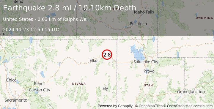 Earthquake NEVADA (2.8 ml) (2024-11-23 12:59:15 UTC)