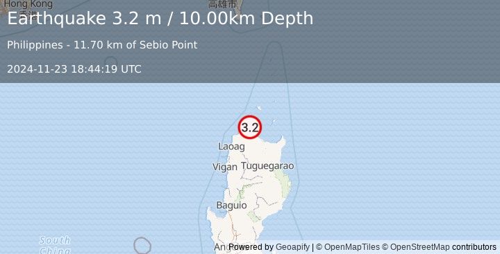 Earthquake LUZON, PHILIPPINES (3.2 m) (2024-11-23 18:44:19 UTC)