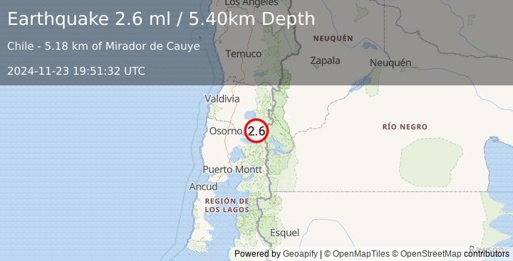 Earthquake LOS LAGOS, CHILE (2.6 ml) (2024-11-23 19:51:32 UTC)