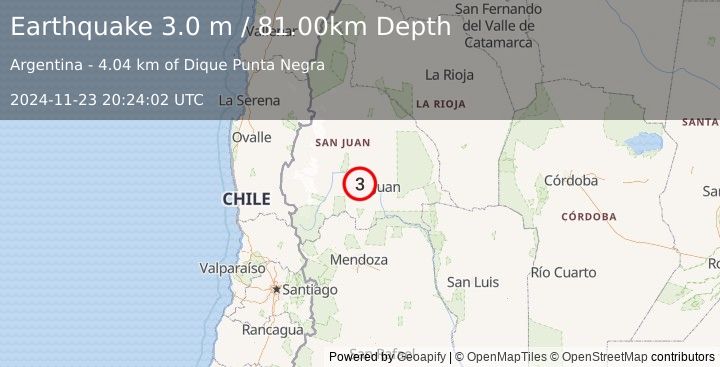 Earthquake SAN JUAN, ARGENTINA (3.0 m) (2024-11-23 20:24:02 UTC)