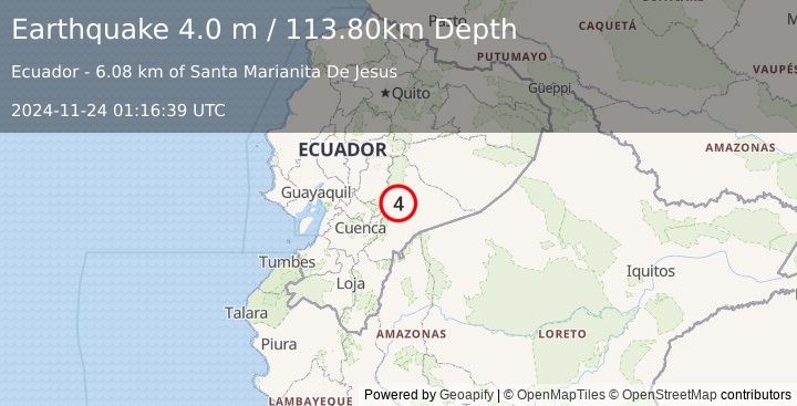 Earthquake ECUADOR (4.0 m) (2024-11-24 01:16:39 UTC)