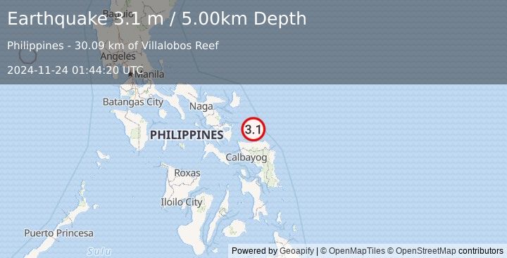 Earthquake SAMAR, PHILIPPINES (3.1 m) (2024-11-24 01:44:20 UTC)