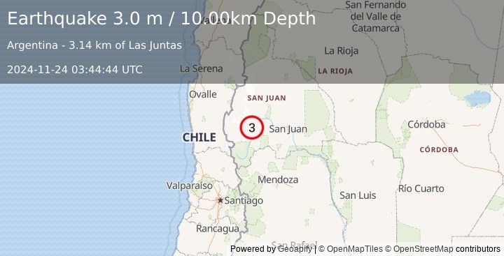 Earthquake SAN JUAN, ARGENTINA (3.0 m) (2024-11-24 03:44:44 UTC)