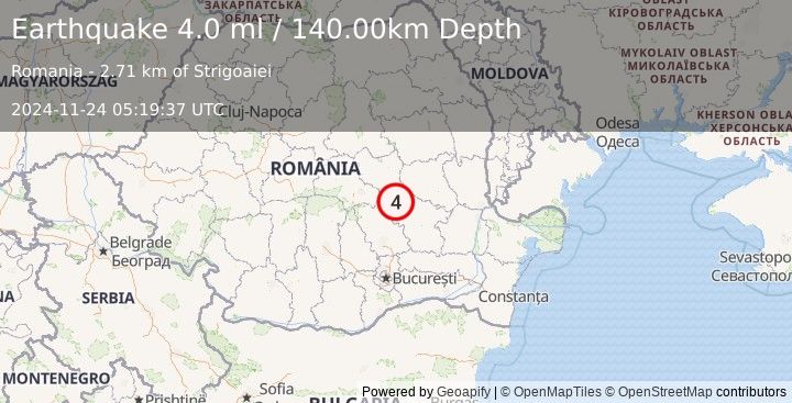 Earthquake ROMANIA (4.0 ml) (2024-11-24 05:19:37 UTC)