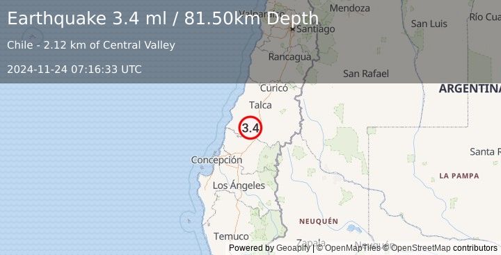 Earthquake MAULE, CHILE (3.4 ml) (2024-11-24 07:16:33 UTC)