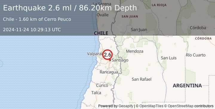 Earthquake REGION METROPOLITANA, CHILE (2.6 ml) (2024-11-24 10:29:13 UTC)