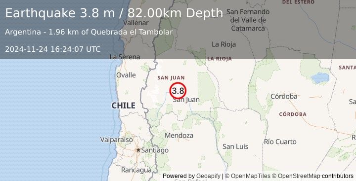 Earthquake SAN JUAN, ARGENTINA (3.8 m) (2024-11-24 16:24:07 UTC)