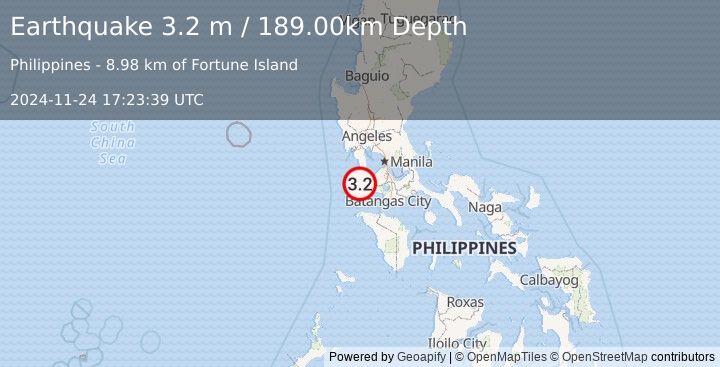 Earthquake LUZON, PHILIPPINES (3.2 m) (2024-11-24 17:23:39 UTC)