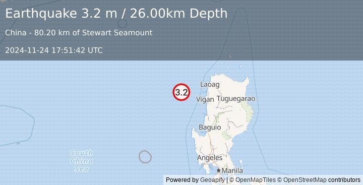 Earthquake PHILIPPINE ISLANDS REGION (3.2 m) (2024-11-24 17:51:42 UTC)