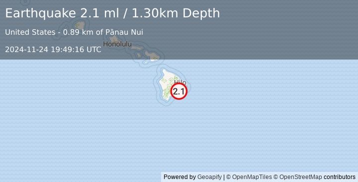 Earthquake ISLAND OF HAWAII, HAWAII (2.1 ml) (2024-11-24 19:49:16 UTC)