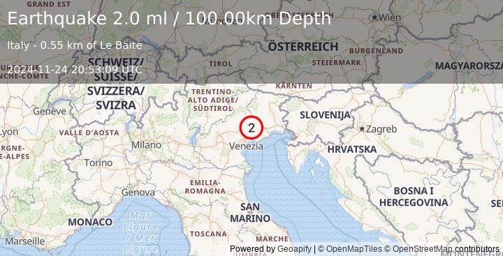 Earthquake NORTHERN ITALY (2.0 ml) (2024-11-24 20:53:09 UTC)