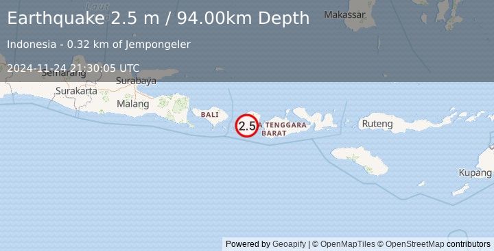 Earthquake LOMBOK REGION, INDONESIA (2.5 m) (2024-11-24 21:30:05 UTC)