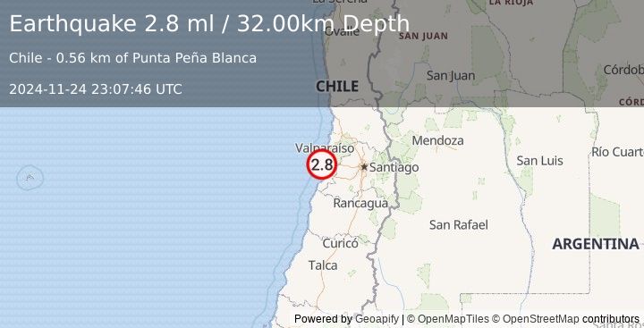 Earthquake VALPARAISO, CHILE (2.8 ml) (2024-11-24 23:07:46 UTC)