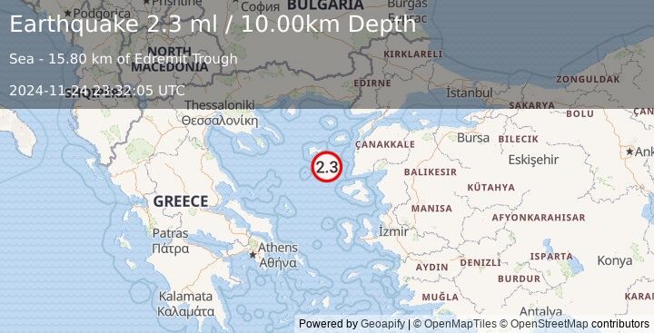 Earthquake AEGEAN SEA (2.3 ml) (2024-11-24 23:32:05 UTC)