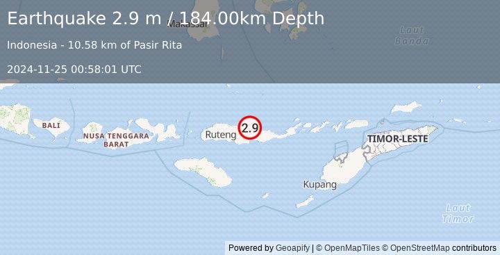 Earthquake FLORES REGION, INDONESIA (2.9 m) (2024-11-25 00:58:01 UTC)