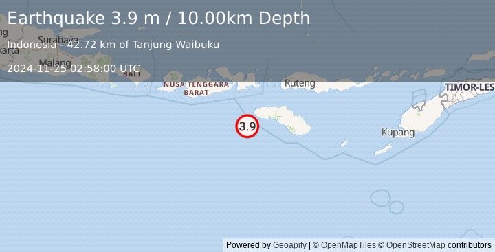 Earthquake SUMBAWA REGION, INDONESIA (3.9 m) (2024-11-25 02:58:00 UTC)