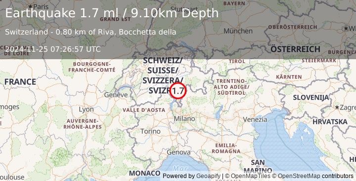 Earthquake SWITZERLAND (1.7 ml) (2024-11-25 07:26:57 UTC)