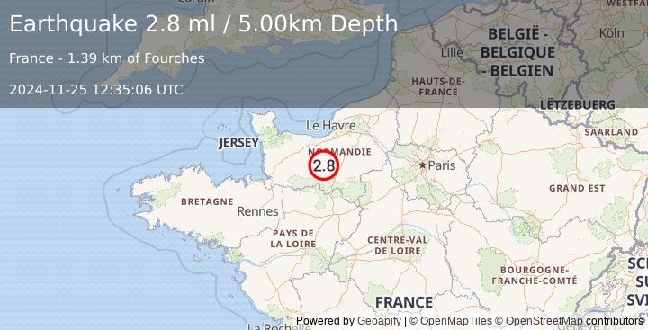 Earthquake FRANCE (2.8 ml) (2024-11-25 12:35:06 UTC)